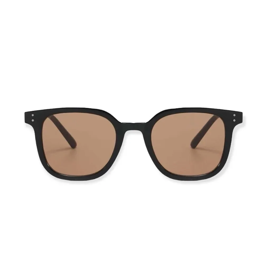 🆕Brown Tinted Lens Retro Black Square Frame Sunglasses